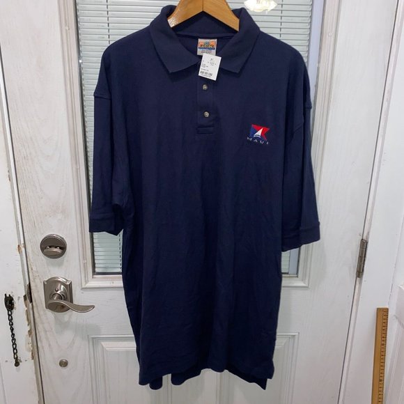 Sgt Leisure Maui Polo Shirt Men XL Blue Cotton Made in USA Vintage New Deadstock - Picture 2 of 6